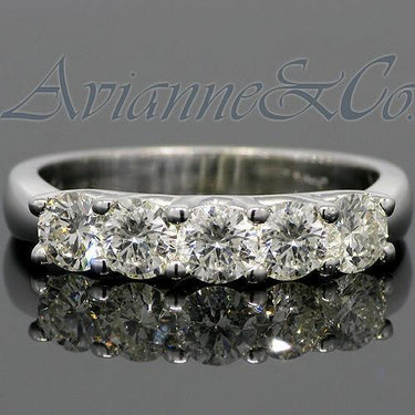 14K White Solid Gold Womens Five Stone Diamond Anniversary Ring 1.25 Ctw